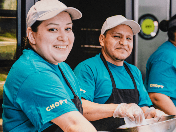 Chopt employees preparing salads